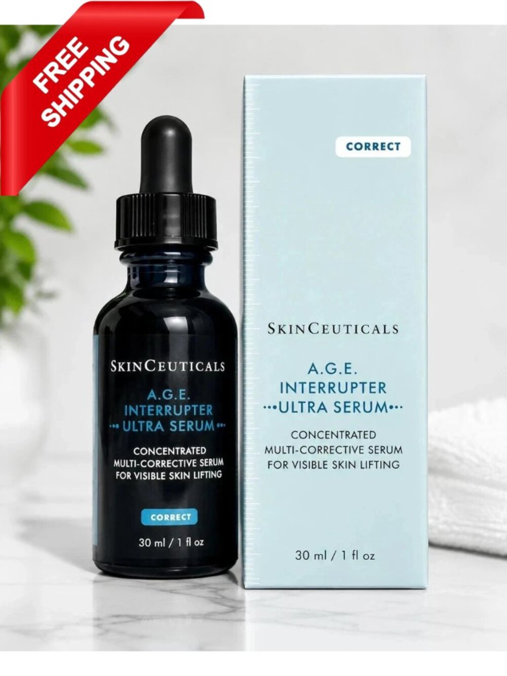 SkinCeuticals AGE A.G.E. Interrupter Ultra Serum Full Size 1 OZ NEW Sealed Free.